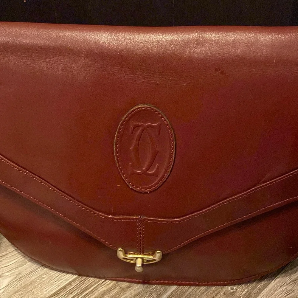 Vintage Cartier Burgundy  Calf Leather  Bag - Picture 5 of 16